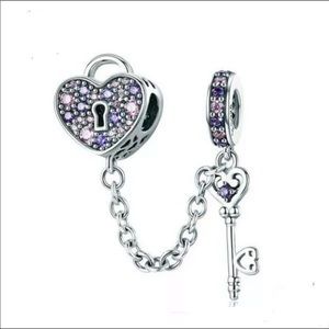 New Heart & Key Lock European Charm Bead